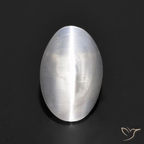 1.24ct Natürlicher Sehr helles Grau Sillimanit-Katzenauge, Oval, Transparent