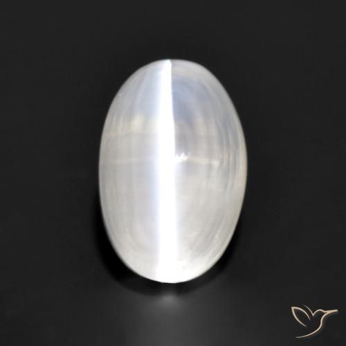 1.38ct Natürlicher Sehr helles Grau Sillimanit-Katzenauge, Oval, Transparent