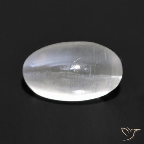 1.35ct Natürlicher Sehr helles Grau Sillimanit-Katzenauge, Oval, Transparent