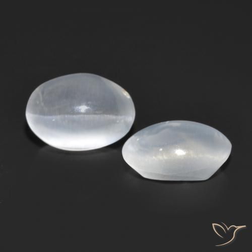 1.58 ct natürliche Durchscheinendes Weiß Sillimanit-Katzenauge-Edelsteine, Oval, Transparent