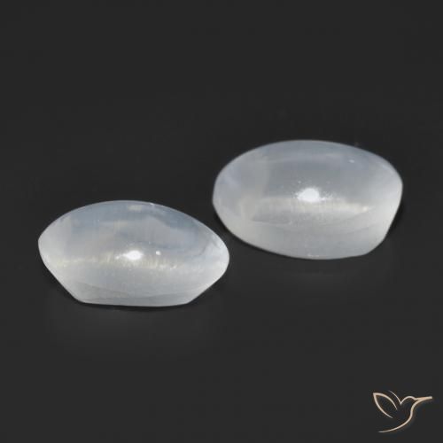 1.58 ct natürliche Durchscheinendes Weiß Sillimanit-Katzenauge-Edelsteine, Oval, Transparent