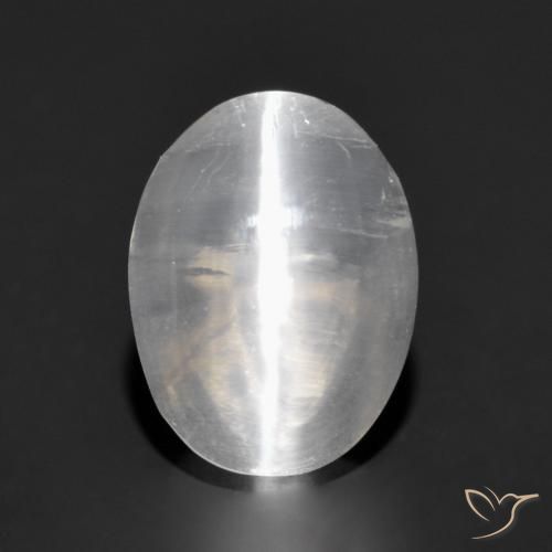 1.32ct Natürlicher Sehr helles Grau Sillimanit-Katzenauge, Oval, Transparent