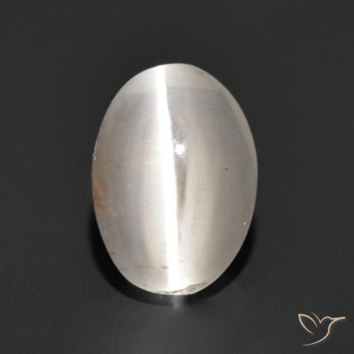 1.24ct Natürlicher Sehr helles Grau Sillimanit-Katzenauge, Oval, Lichtdurchlässig