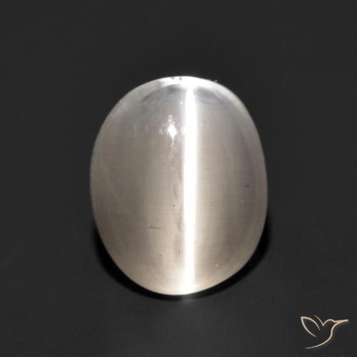 1.49ct Natürlicher Sehr helles Grau Sillimanit-Katzenauge, Oval, Lichtdurchlässig