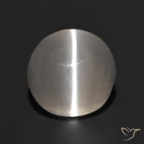 1.87ct Natürlicher Sehr helles Grau Sillimanit-Katzenauge, Runden, Lichtdurchlässig
