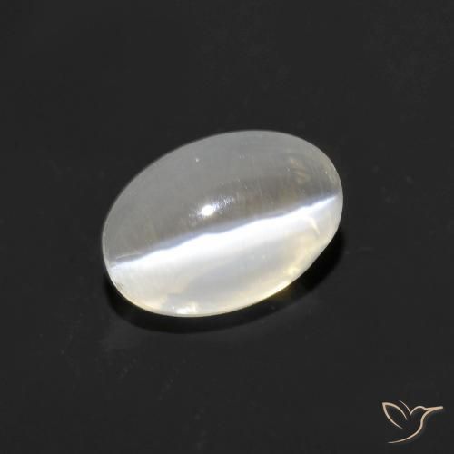 1.06ct Natürlicher Warmweiß Sillimanit-Katzenauge, Oval, Transparent