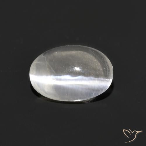0.76ct Natürlicher Warmweiß Sillimanit-Katzenauge, Oval, Transparent