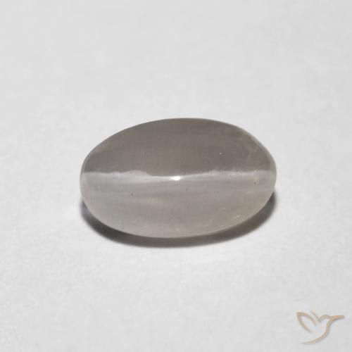 1.06ct Natürlicher Sehr helles Grau Sillimanit-Katzenauge, Oval, Transparent