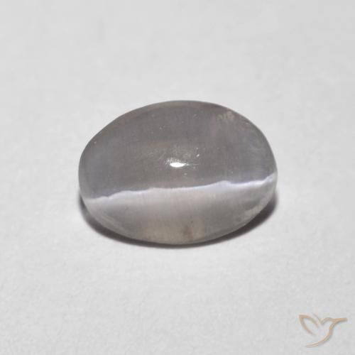 0.73ct Natürlicher Sehr helles Grau Sillimanit-Katzenauge, Oval, Transparent