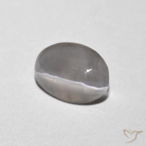 9,17 ctw natürlicher Sehr helles Grau Sillimanit-Katzenauge, Oval, Transparent