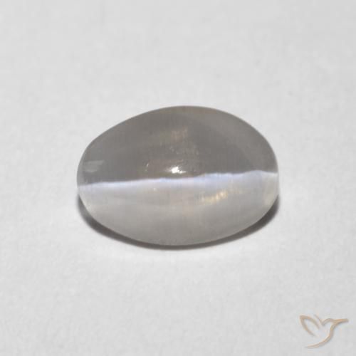 1.02ct Natürlicher Sehr helles Grau Sillimanit-Katzenauge, Oval, Transparent