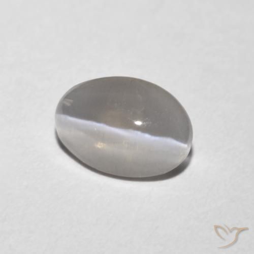 9,17 ctw natürlicher Sehr helles Grau Sillimanit-Katzenauge, Oval, Transparent