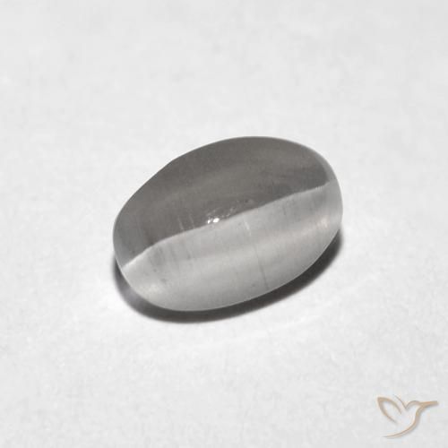 9,17 ctw natürlicher Sehr helles Grau Sillimanit-Katzenauge, Oval, Transparent