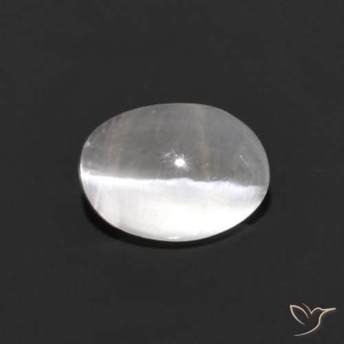 1.30ct Natürlicher Sehr helles Grau Sillimanit-Katzenauge, Oval, Transparent