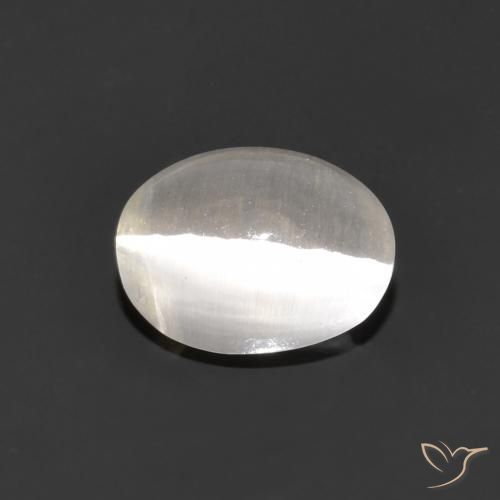 1.15ct Natürlicher Sehr helles Grau Sillimanit-Katzenauge, Oval, Transparent