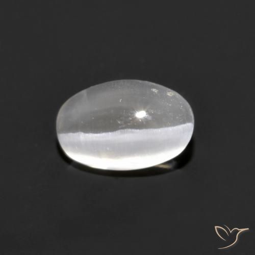 0.77ct Natürlicher Sehr helles Grau Sillimanit-Katzenauge, Oval, Lichtundurchlässig