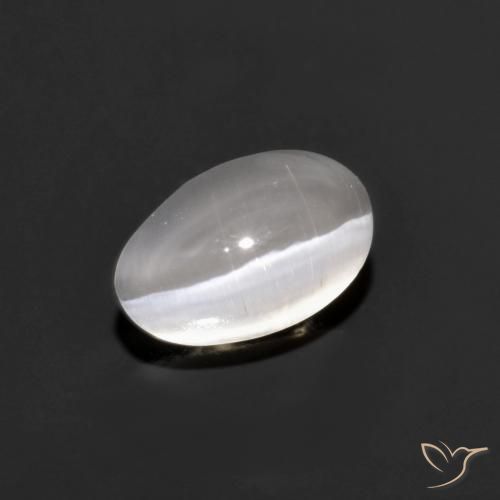 1.14ct Natürlicher Sehr helles Grau Sillimanit-Katzenauge, Oval, Transparent