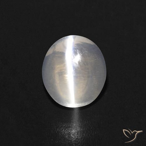 1.08ct Natürlicher Warmweiß Sillimanit-Katzenauge, Oval, Transparent