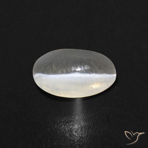 0.84ct Natürlicher Warmweiß Sillimanit-Katzenauge, Oval, Transparent