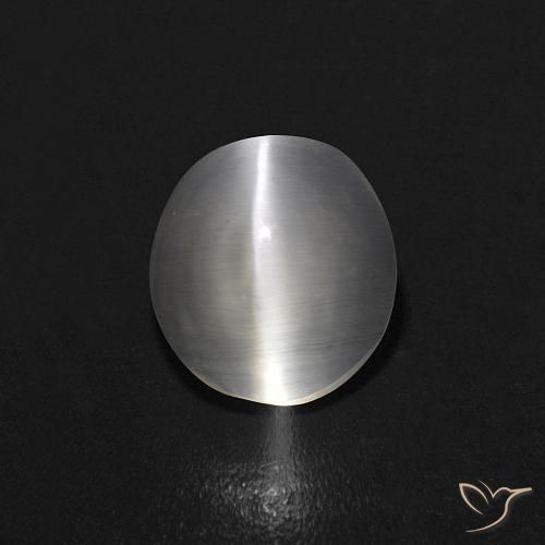 1.08ct Natürlicher Warmweiß Sillimanit-Katzenauge, Oval, Transparent