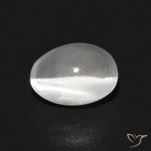 0.87ct Natürlicher Warmweiß Sillimanit-Katzenauge, Oval, Transparent