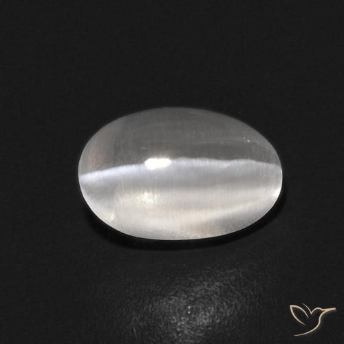 0.86ct Natürlicher Klares Weiß Sillimanit-Katzenauge, Oval, Transparent
