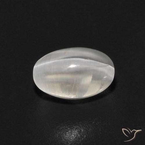 0.89ct Natürlicher Warmweiß Sillimanit-Katzenauge, Oval, Transparent