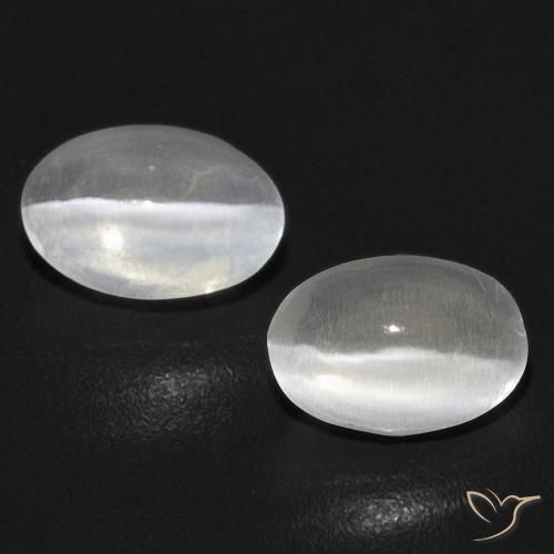 1.40ctw Natürlicher Weiß Sillimanit-Katzenauge, Oval, Transparent