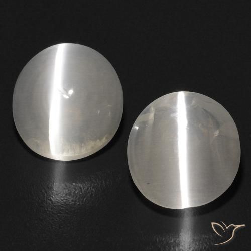 2.68ctw Natürlicher Warmweiß Sillimanit-Katzenauge, Oval, Transparent
