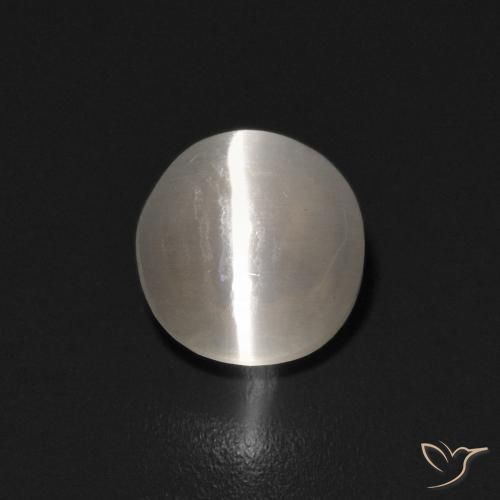 0.90ct Natürlicher Warmweiß Sillimanit-Katzenauge, Oval, Transparent