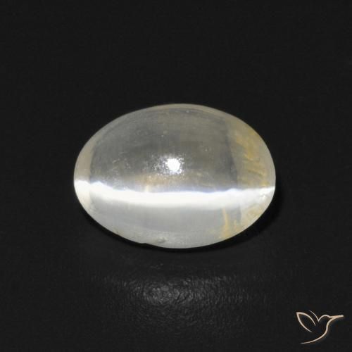0.76ct Natürlicher Warmweiß Sillimanit-Katzenauge, Oval, Transparent