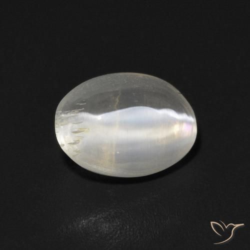 0.97ct Natürlicher Warmweiß Sillimanit-Katzenauge, Oval, Transparent