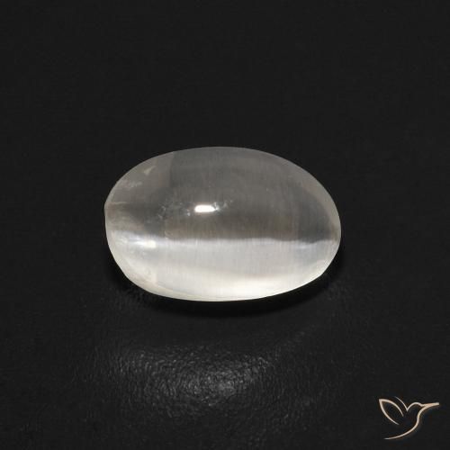 0.74ct Natürlicher Sehr helles Grau Sillimanit-Katzenauge, Oval, Transparent