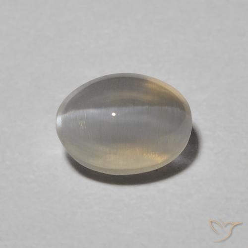 1.00ct Natürlicher Hellgrau Sillimanit-Katzenauge, Oval, Lichtdurchlässig