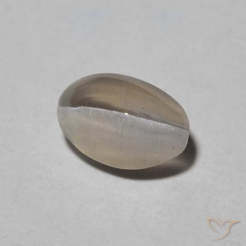 9,17 ctw natürlicher Warm Grey Sillimanit-Katzenauge, Oval, Lichtdurchlässig
