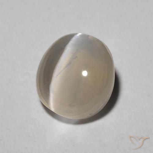 9,17 ctw natürlicher Warm Grey Sillimanit-Katzenauge, Oval, Lichtdurchlässig