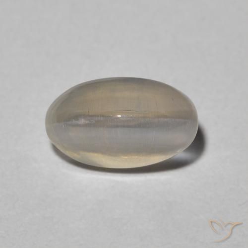 1.31ct Natürlicher Warm Grey Sillimanit-Katzenauge, Oval, Lichtdurchlässig