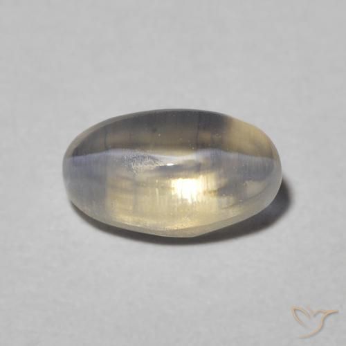 0.97ct Natürlicher Warm Grey Sillimanit-Katzenauge, Oval, Lichtdurchlässig