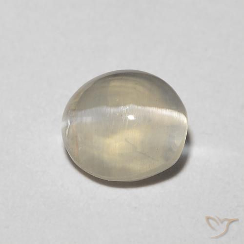 1.08ct Natürlicher Warmweiß Sillimanit-Katzenauge, Oval, Transparent
