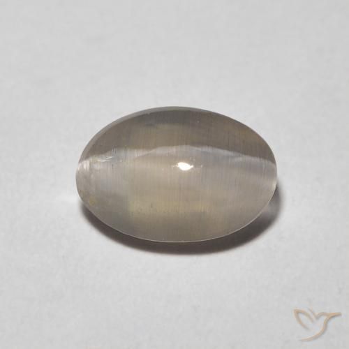 0.98ct Natürlicher Sehr helles Grau Sillimanit-Katzenauge, Oval, Transparent