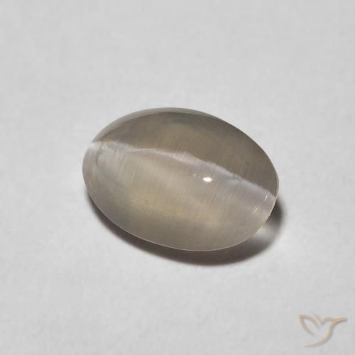 9,17 ctw natürlicher Sehr helles Grau Sillimanit-Katzenauge, Oval, Transparent