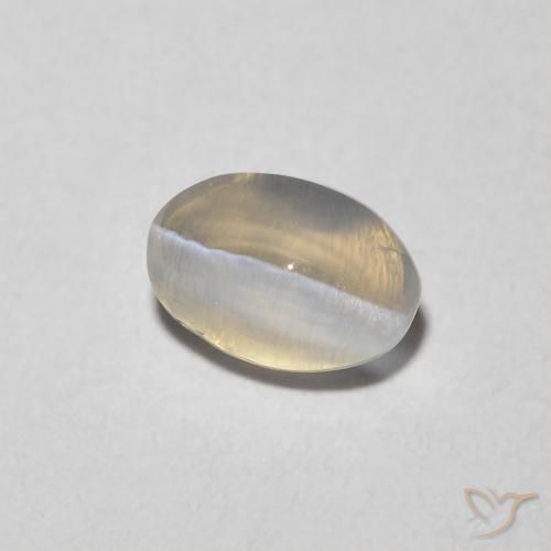9,17 ctw natürlicher Warmweiß Sillimanit-Katzenauge, Oval, Transparent