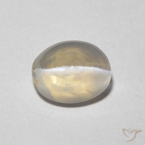 1.22ct Natürlicher Warmweiß Sillimanit-Katzenauge, Oval, Transparent