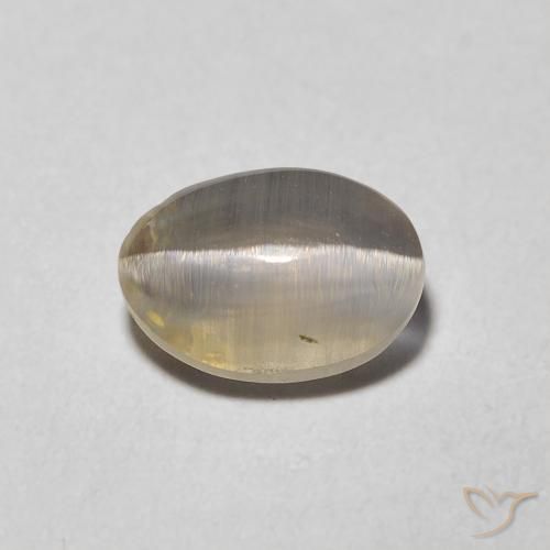 1.48ct Natürlicher Sehr helles Braun Sillimanit-Katzenauge, Oval, Transparent