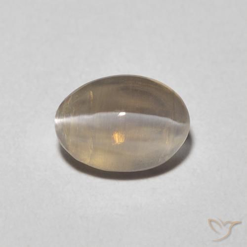 1.23ct Natürlicher Sehr helles Braun Sillimanit-Katzenauge, Oval, Transparent