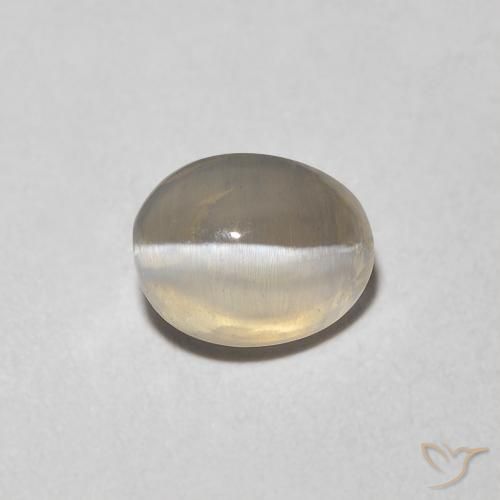 1.16ct Natürlicher Sehr helles Grau Sillimanit-Katzenauge, Oval, Transparent