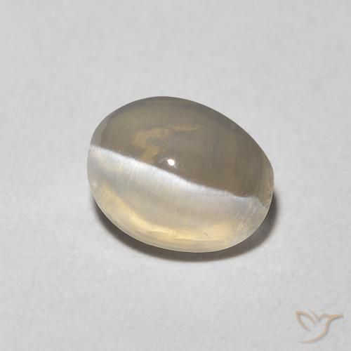 9,17 ctw natürlicher Sehr helles Grau Sillimanit-Katzenauge, Oval, Transparent