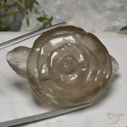97.93ct Natürlicher Sehr helles Braun Rauchquarz, Blumen-Schliff, Transparent