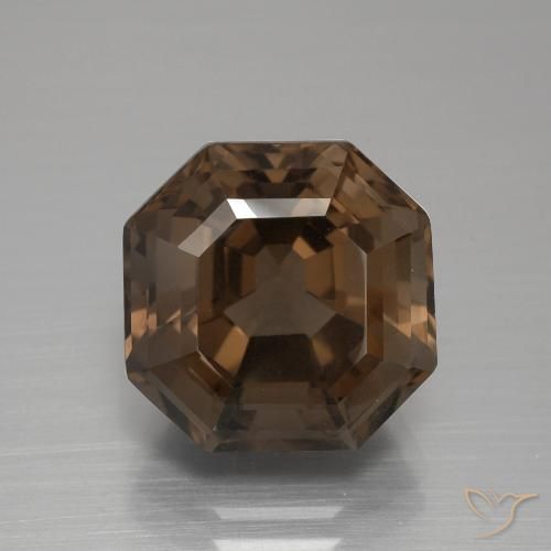 7.95ct Natürlicher Mittel braun Rauchquarz, Smaragdschliff, VVS-VS