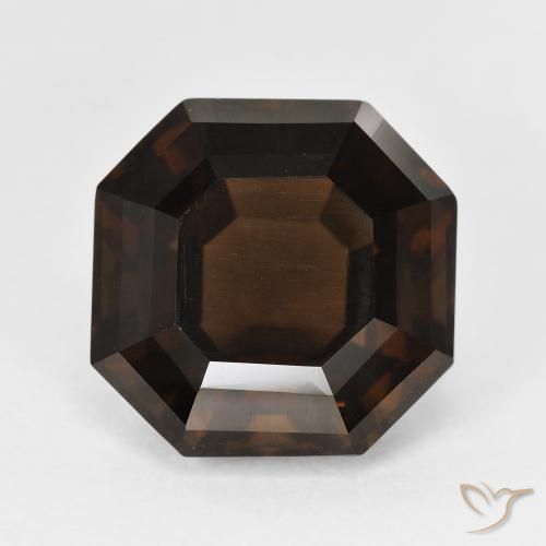 7.34ct Natürlicher dunkelbraun Rauchquarz, Smaragdschliff, VVS